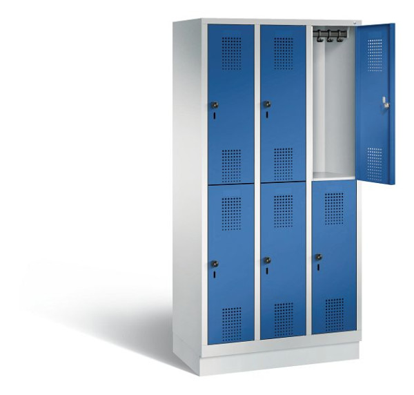 C+P Spind doppelstöckig Evolo, H1800xB900xT500mm, Farbe: Lichtgrau / Enzianblau, 48320-30 S10210