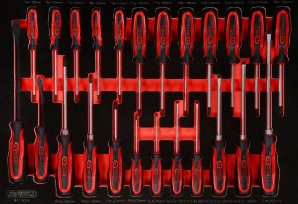 KS Tools Schraubendreher-Satz in Schaumstoffeinlage, 24-teilig, 811.0024