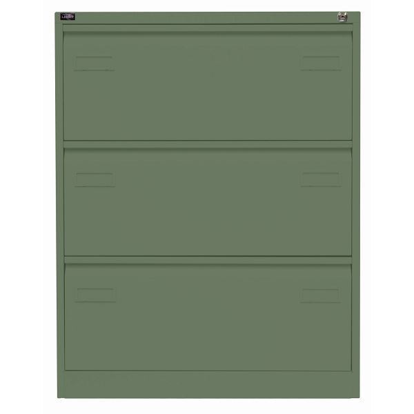 Bisley LIGHT Hängeregistraturschrank LIGHT, doppelbahnig, 3 HR-Schubladen, 623 olivgrün, CDF3623