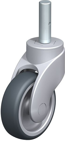 Blickle LWG-TPA 101G-ZA51 Kunststoff-Lenkrolle WAVE mit Zapfen, Thermoplastisches Gummi-Elastomer, Grau, 751288