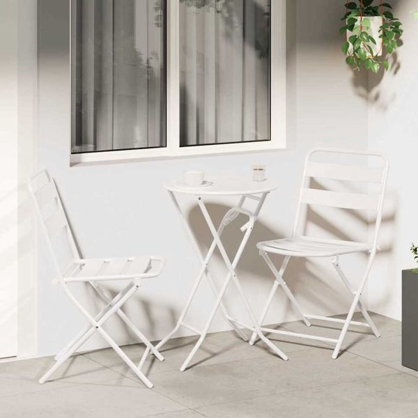 vidaXL Bistrogarnitur 3 pcs Weiß Stahl, 42010317, 8721288582829
