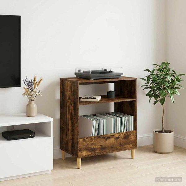 vidaXL Plattenspieler Stand Räuchereiche 71 x 39,5 x 83 cm, 8012894