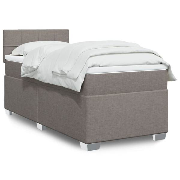 vidaXL Boxspringbett mit Matratze Taupe 80x200 cm Stoff, 3288019