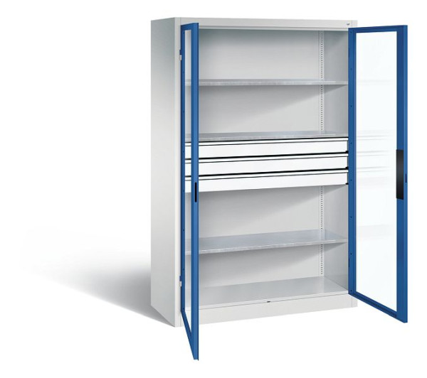 C+P Werkzeugschrank Acurado, H1950xB1200xT500mm, Farbe: Lichtgrau / Enzianblau, Muldengriff, 8931-5530 S10087