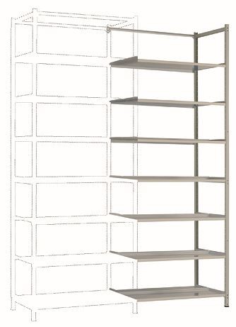 Manuflex Bürodoppel-Anbauregal mit 7 pulverbeschichteten Stahlböden, HxBxT = 2600 x 960 x 600 mm, RA3296.7035