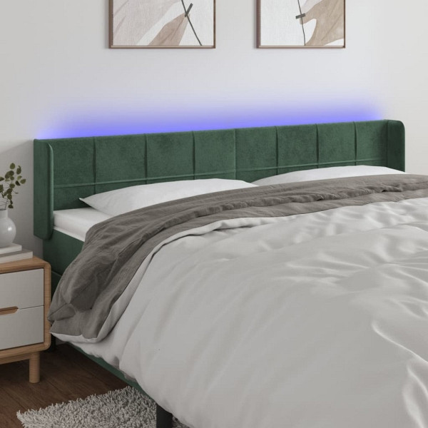 vidaXL LED Kopfteil Dunkelgrün 183x16x78/88 cm Samt, 3123299
