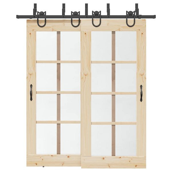 vidaXL Schiebetürbeschlag-Set 200 cm Stahl Schwarz, 3295738