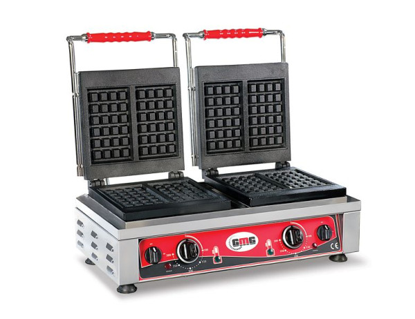 GMG Waffeleisen Classico, 4x (10 x 17 x 1.5cm), 50° bis 300°C, feste Backplatte aus Gusseisen, umlaufende Fettfangrinne, KGW5530-WE