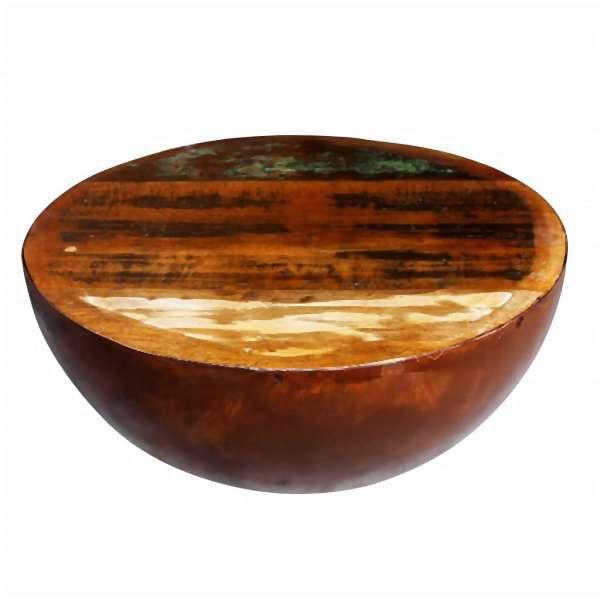 vidaXL Couchtisch Schalenform mit Stahlboden Altholz Massiv, 241648