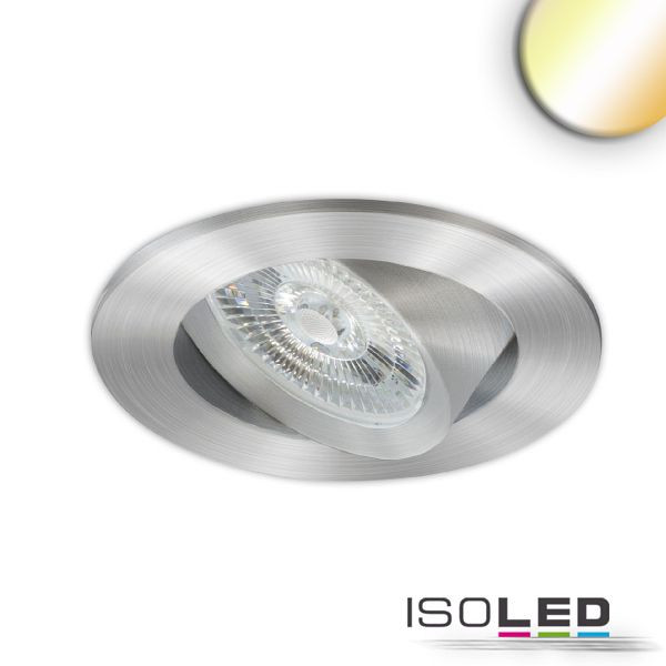 ISOLED LED Einbauleuchte Slim68 Alu gebürstet, rund, 6W/6W, 24V DC, weißdynamisch 2700-5700K, 115603