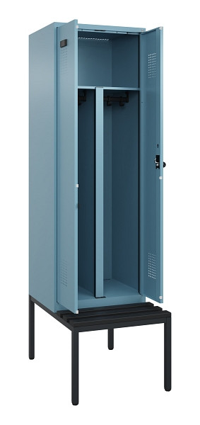 C+P PSA Doppel-Spind Evolo PLUS, Bank, 2 Abteile, 2120x600x815mm, 0010/0010, Drehriegel, Sitzfläche Kunststoff, Sitzbank, 0490527-20P S10075