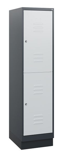 C+P Doppelstöckiger Spind Classic PLUS, Sockel, 1630x400x500mm, 7016/7035, Zylinderschlösser, 0803205-12 S10043