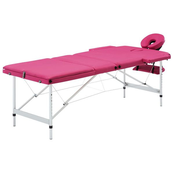 vidaXL Massageliege Klappbar 3-Zonen mit Aluminiumgestell Rosa, 110197