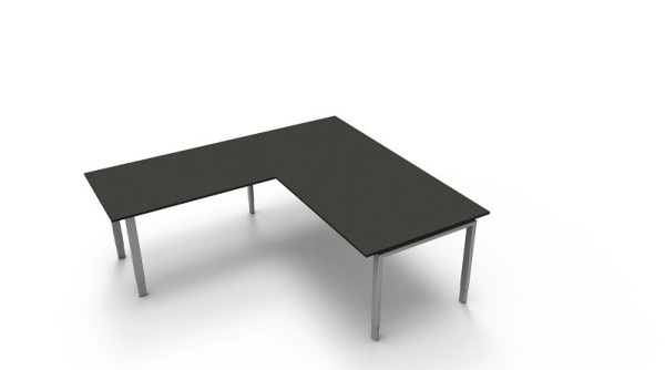 Kerkmann Schreibtisch extragroß / Besprechungstisch B 2000 x T 1000 x H 680-820 mm mit Anbautisch, Form 5, Farbe: anthrazit, (Montage), 11417913-1