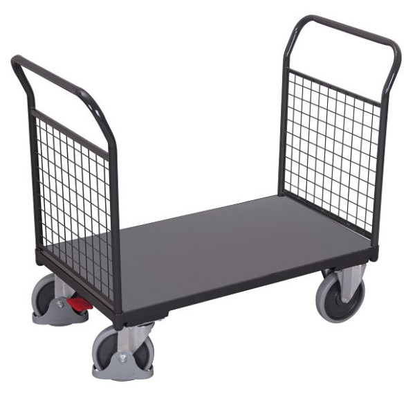 VARIOfit Doppel-Stirnwandwagen mit Draht, Ladefläche: 850 x 500 mm, RAL 7016 anthrazitgrau, sw-500.201/AG
