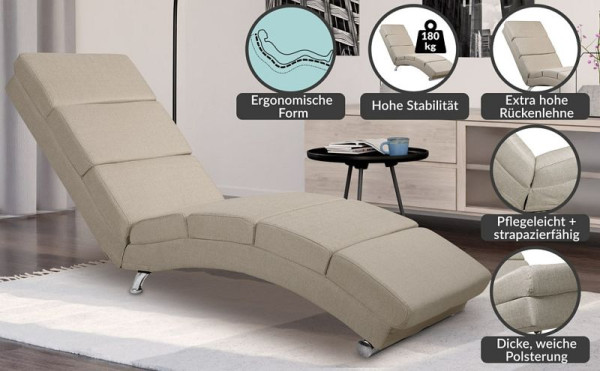 casaria Relaxliege London Sand Webstoff, 108591, 4251779106790