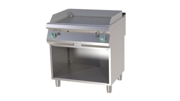 RM Thermik Serie 700, Gas-Grillplatte mit Unterbau, 800x730x900 mm, gerillte Grillfläche, FTR-780G