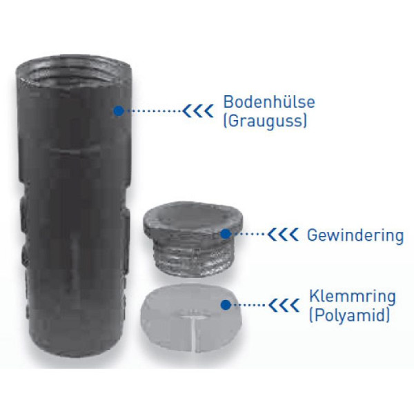 Stein HGS Bodenhülse aus Grauguss, 300 mm, 76 mm, 90.2812
