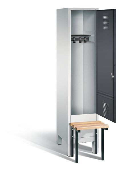 C+P Garderobenschrank Evolo, H1850xB420xT815mm, Farbe: Lichtgrau / Schwarzgrau, 48030-12 S10030