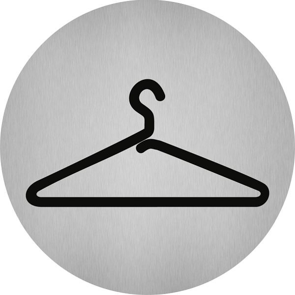 Moedel Piktogramm Garderobe, Edelstahl, selbstklebend, Ø 50 mm, 52508
