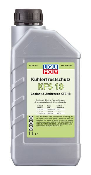 LIQUI MOLY Kühlerfrostschutz KFS 18, Kanister Kunststoff, VE: 1 Liter, 23152