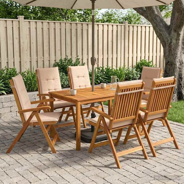 vidaXL 7-Piece Garden Dining Set Natur Massivholz Akazie, 3434562