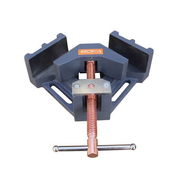 BOKA AC-60 Winkelklemme 90 Grad aus Gusseisen, 60 mm Spannweite, selbstzentriernde Backe, ergonomischer Griff, präzise Winkelfixierung, 576301