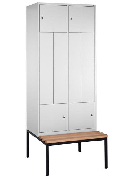 C+P Z-Spind mit Sitzbank, für 4 Personen, H2090xB820xT510/825mm, Korpus/Front Lichtgrau, 8153-224 S10014