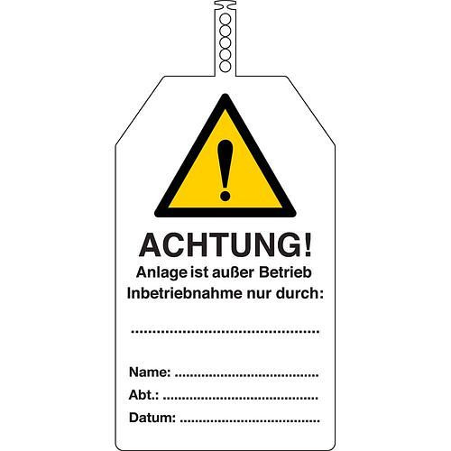 DENIOS Sicherheitsanhänger - Achtung Anlage außer Betrieb, VE: 10 Stück, 311971