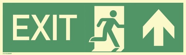 Moedel EXIT geradeaus, Aluminium, langnachleuchtend, 160-mcd, 390x115 mm, 60561