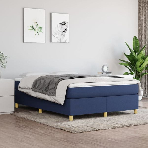 vidaXL Boxspringbett mit Matratze Blau 140x190 cm Stoff, 3144520