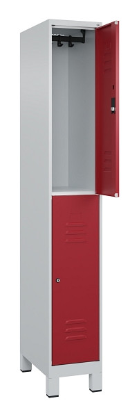 C+P Doppelstock-Spind Classic PLUS, Füße, 1 Abteil, 1950x300x500mm, 7035/3003, 080310-10 S10016