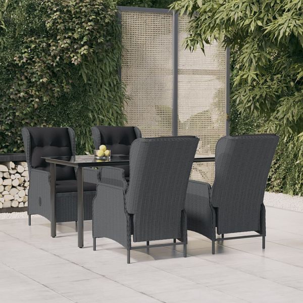 vidaXL 5-teilig Garten-Essgruppe Dunkelgrau Poly Rattan, 3156790