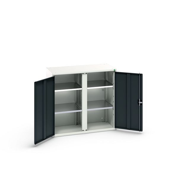 bott verso Flügeltürschrank, mit 4 Fachböden, BxTxH: 1050 x 550 x 1000 mm, Lichtgrau / Anthrazitgrau, 16926555.19