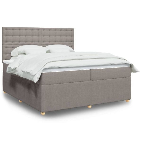 vidaXL Boxspringbett mit Matratze Taupe 200x200 cm Stoff, 3294481