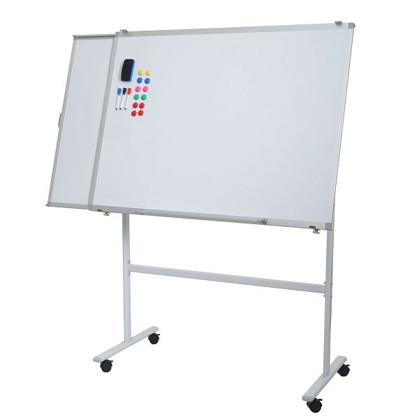 Mendler Whiteboard HWC-C85b, mit ausziehbarer Tafel Magnettafel Memoboard Pinnwand, mobil rollbar inkl. Zubehör, 167x186cm, 84854
