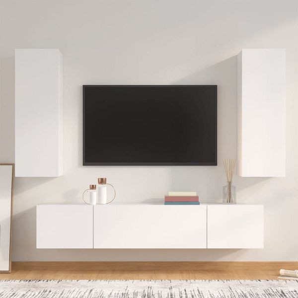 vidaXL 4-teilig TV-Schrank-Set Weiß Holzwerkstoff, 3114198