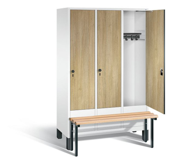 C+P Garderobenschrank Evolo, H1850xB1200xT815mm, Farbe: Verkehrsweiß / Dekor Eiche Sereno, 48030-32 S10157