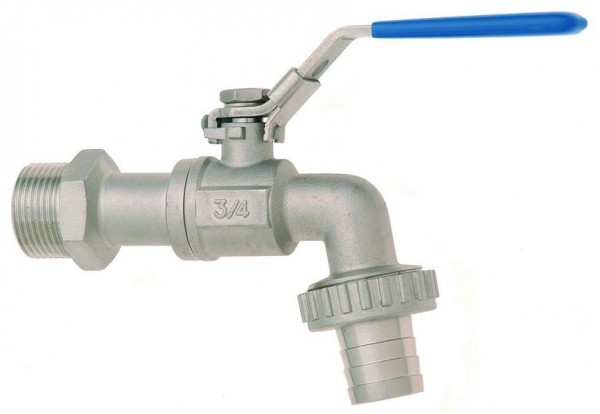 GEKA-Kugelauslaufventil, 1/2" Cr-Stahl mit blauem Griff, VE: 10 Stück, 35.3521