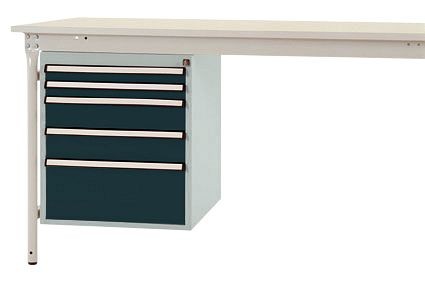Manuflex Gehäuse-Unterbau stationär, Nutzhöhe 500 mm mit 5 Schubfächer, für Tischtiefe 800 mm, Anthrazit, ZB4852.7016