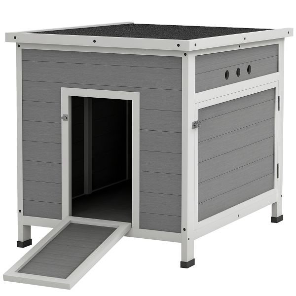 PawHut Entenstall Entenhaus aus Holz mit Asphaltdach, herausnehmbarem Boden, Seitentür, Geflügelstall mit Belüftungslöchern, D51-434V00LG