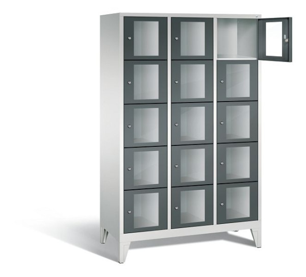 C+P Schließfachschrank Classic, H1850xB1200xT500mm, Farbe: Lichtgrau / Anthrazitgrau, 8010A325 S10023