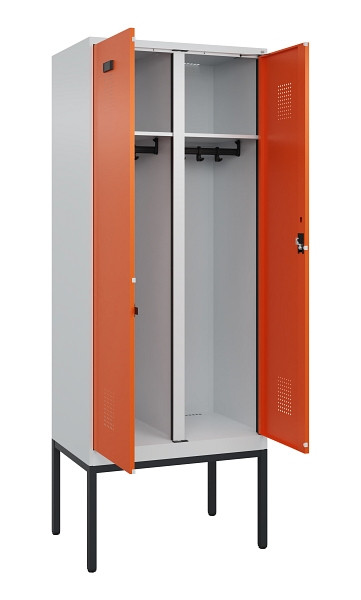 C+P Schwarz-Weiß-Spind Evolo PLUS, Gestell, 2 Abteile, 2120x800x500mm, 7035/2004, Zylinderschloss, 0490327-22 S10029