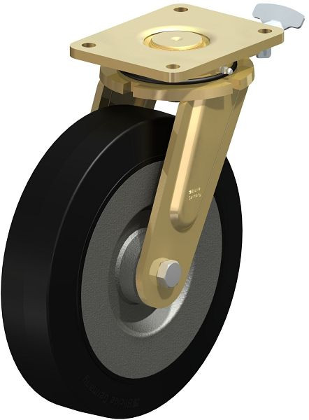 Blickle LS-SE 300K-RI4 Stahlgeschweißte Schwerlast-Lenkrolle, schwere Drehkranz-Ausführung, Elastik-Vollgummi, Schwarz, 257980