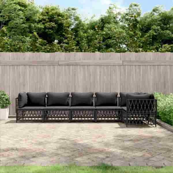 vidaXL 6-tlg. Garten-Lounge-Set mit Kissen Anthrazit Stahl, 3186877