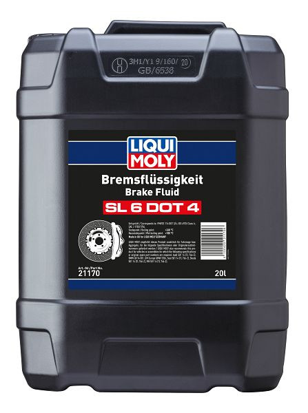 LIQUI MOLY Bremsflüssigkeit SL6 DOT 4, Kanister Kunststoff, VE: 20 Liter, 21170