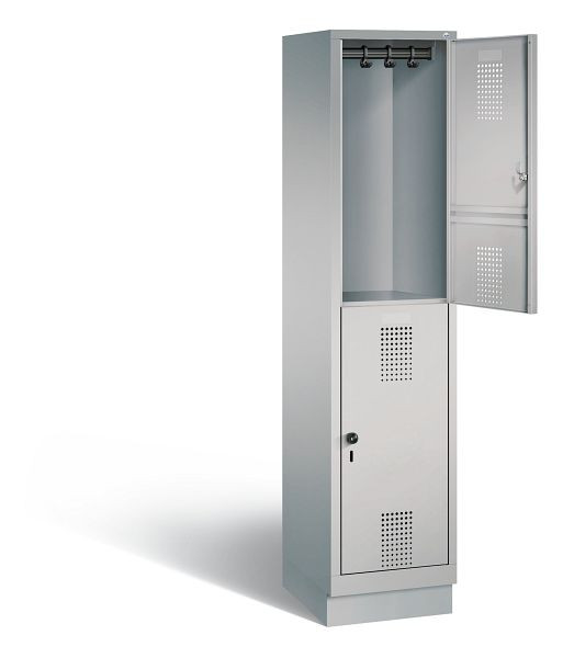 C+P Spind doppelstöckig Evolo, H1800xB420xT500mm, Farbe: Weißaluminium, 48320-12 S10101