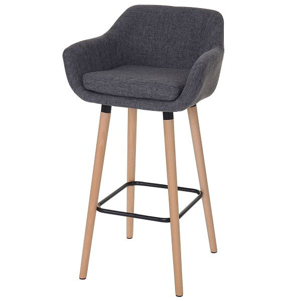 Mendler 2er-Set Barhocker Malmö T381, Barstuhl Tresenhocker, Textil, grau, 60423