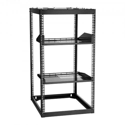 VEVOR 20U Open Frame Netzwerk-Rack, 585 mm Tiefe, Wandmontage/Stand, 4-Pfosten, belüftete Regale, inkl. Montagezubehör, KFSJJHS20UW2U3MER001V0