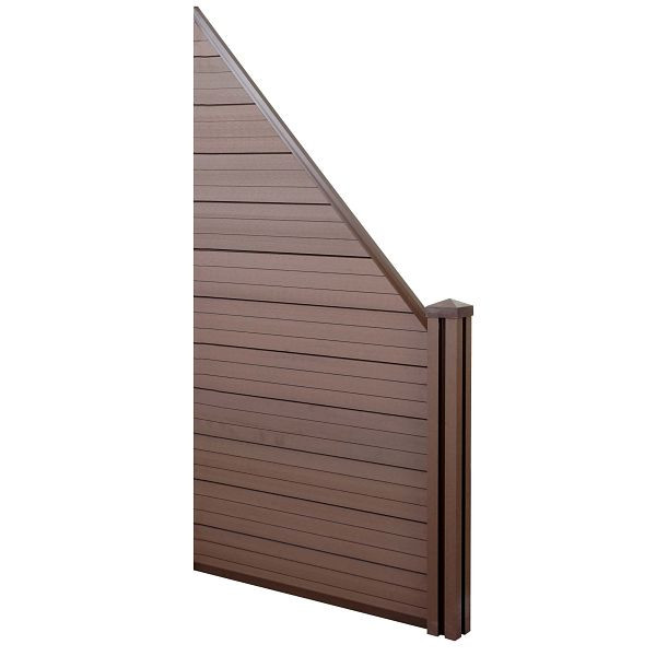 Mendler WPC-Sichtschutz Sarthe, Windschutz Zaun, WPC-Pfosten, Erweiterungselement schräg rechts, 0,98m braun, 58004